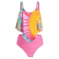 thumbnail image 2 of PENGXIANG Women Two Pieces Bathing Suit Top Ruffled With High Waisted Bottom Tankini Set, 2 of 5