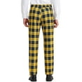 thumbnail image 3 of INSPIRE CHIC Men's Business Plaid Lightweight Regular Fit Flat Front Checked Pants 34 Navy Yellow, 3 of 7