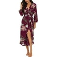 thumbnail image 1 of Peignoir pour Femmes Léger à Manches 3/4, Robe de Chambre Kimono à Col en V, Longue Tenue de Nuit, 1 of 5