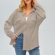 thumbnail image 2 of Camisa con bolsillos de color liso para mujer: top de punto holgado de manga larga, poliéster, versátil para primavera/otoño, tallas US 4-12, EU 34-42, 2 of 8