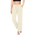 thumbnail image 5 of Nhthy Women’s Solid Color Daily Wear Trousers, Relaxed Straight Silhouette, Lightweight Breathable, Casual Loose Long Pants for Hot Weather Outdoor Activities Beige XXL, 5 of 9