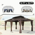 thumbnail image 5 of COOS BAY 12x18 Hardtop Gazebo Double Galvanized Steel Roof Canopy, Outdoor Aluminum Frame Permanent Pavilion with Privacy Curtains and Netting for Deck, Patio, Lawn and Backyard, 5 of 7
