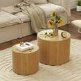 thumbnail image 5 of Nesting Coffee Table Set of 2, Round Wooden Coffee Tables Modern Circle End Table Side Table for Small Spaces Living Room, Bedroom, Balcony, Office, Wood Color, 5 of 7