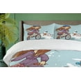 thumbnail image 4 of Ambesonne Retro Duvet Cover Sets, Cartoon Girl with Bike, 2-King, Purple Grey and White, 4 of 7