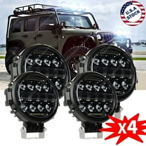 4pcs 7inch Round LED Work Light Bar DRL Combo Pods Offroad SUV Driving Lights S 