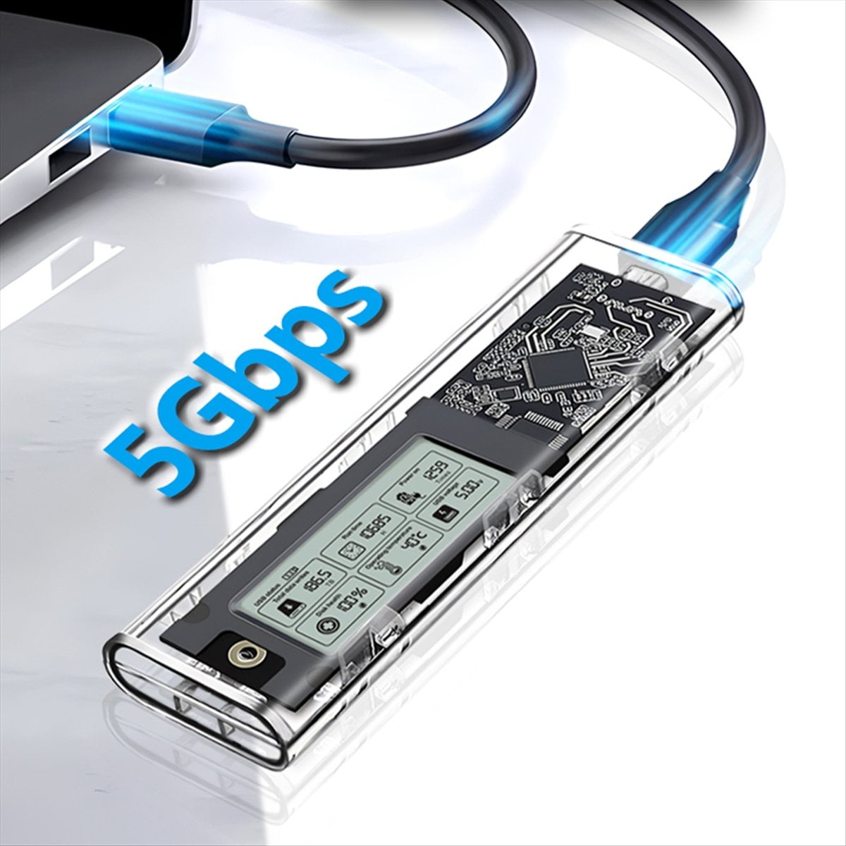 M.2 NVME/NGFF Case Dual Protocol Solid State Drive Case 20Gbps M.2 to USB 3.2 Gen2 Intelligent Hard Drive Case