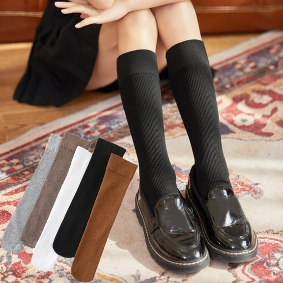 CAIXIA Girls Knee High Socks School Uniform Sock Long Socks for Girls Boys Seamless Dress Sock Cotton