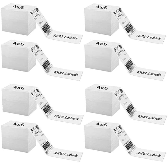 Etiquetas térmicas Immuson Fanfold 4x6 8000 etiquetas, paquete de 8