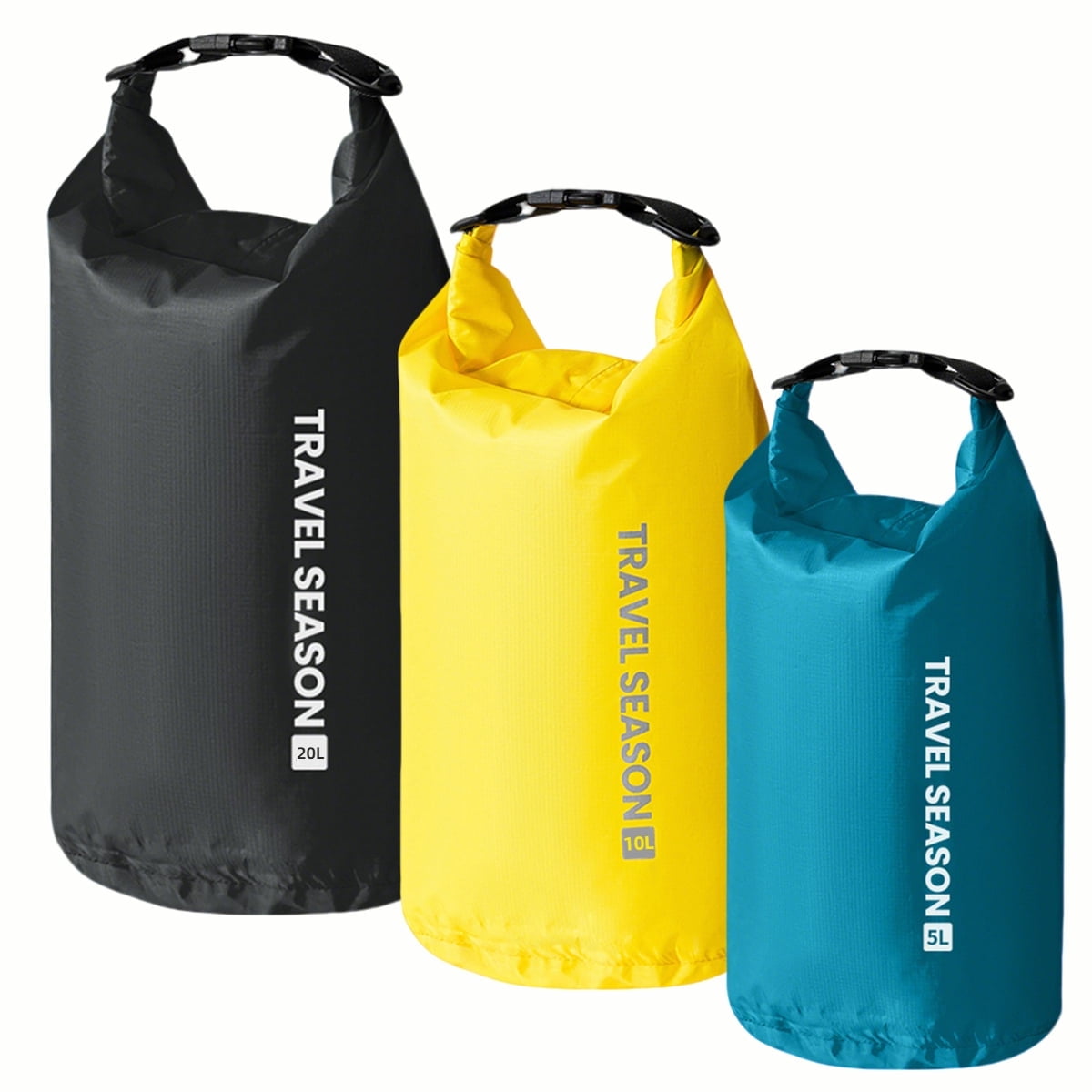 3 Packs 5/10/20L Dry Bags Travel Storage Waterproof Backpacks Beach Bag with Carrying Straps for Fishing,Swimming,Camping,Cycling,Outdoor Activities