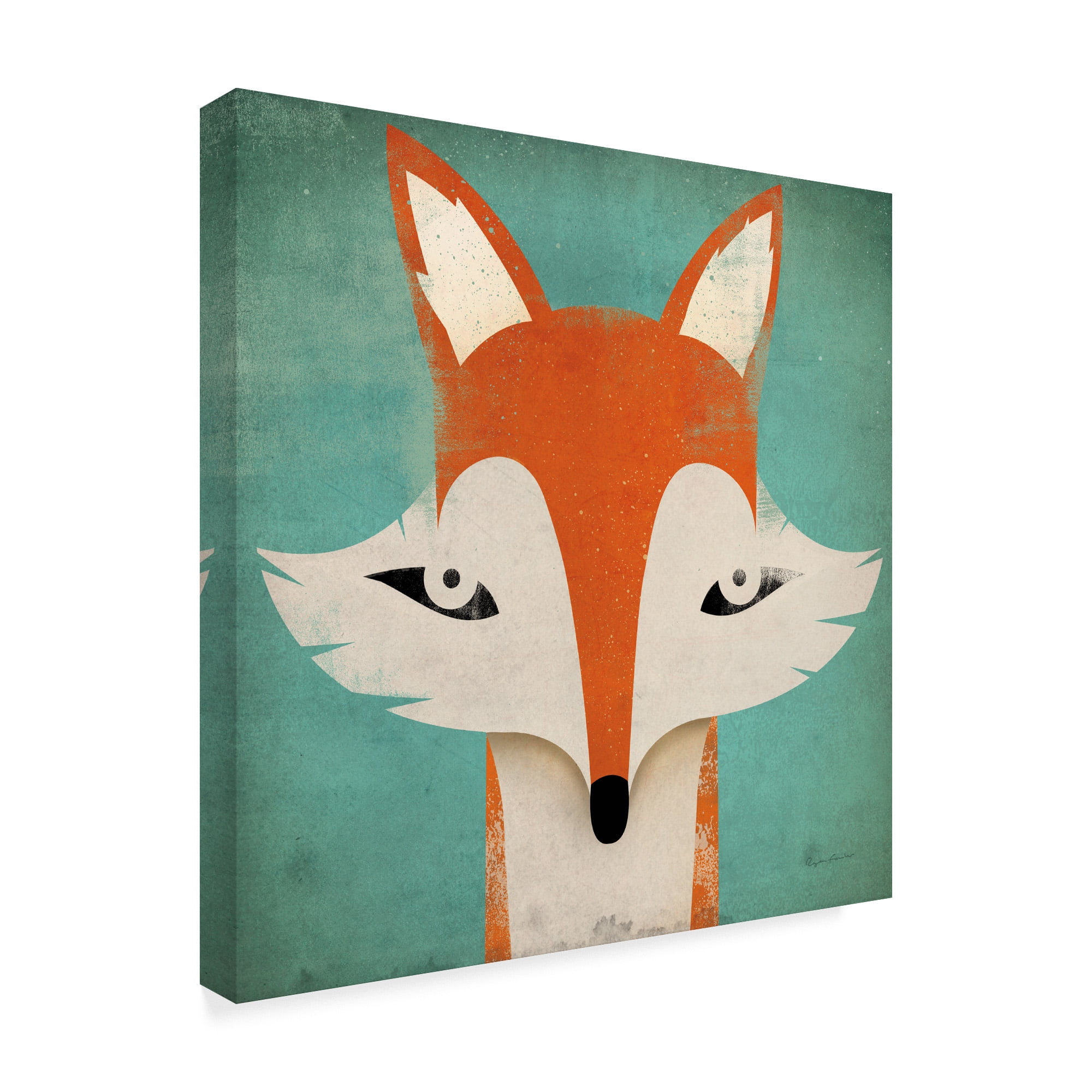 Trademark Fine Art 'Fox on Teal' Canvas Art by Ryan Fowler