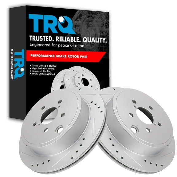 TRQ Rear Performance Brake Rotors Set Premium G-Coated Cross Drilled & Slotted Fits Select 2013-2016 Scion FR-S 2013-2023 Subaru BRZ 2010-2014 Legacy Outback 2017-2020 Toyota 86