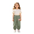 thumbnail image 5 of LYHaoo Lightweight Summer Girls Pants With Embroidered Breathable Wide Leg Kids Trousers For Play School Pants for Girls(Green), 5 of 6