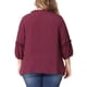 thumbnail image 3 of Blusas de mujer de tallas grandes Agnes Orinda con flecos, manga 3/4, escote en V y lazo, 1X burdeos, 3 of 6