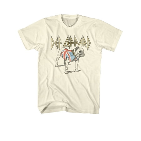 Bulldogs Mens Leather - Def Leppard Bulldog Mens Tee Shirt - Cream, 2XL