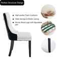thumbnail image 4 of PU Leather and Velvet Dining Chairs, Upholstered Dining Room Chairs with Ring Pull Trim & Button Back, Luxury Tufted Dining Chairs for Living Room, Bedroom, Kitchen(White+Black Set of 8), 4 of 11