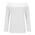 thumbnail image 6 of HAiming Women Long Sleeve off Shoulder Tops Solid Color Lace Patchwork Slim Ribbed Knit Shirts Casual Pullover Blouse, 6 of 8