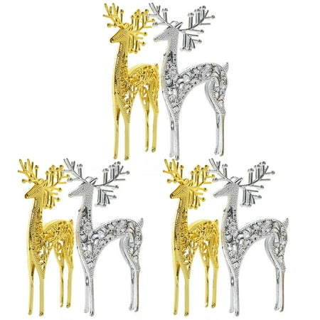 

HOMEMAXS 1 Set 6 Pcs Christmas Electroplate Elk Pendants Exquisite Decors (Golden Silver)
