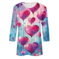 thumbnail image 5 of TrendVibe365 Valentines Day Clothes Ladies Tops and Blouses 3/4 Sleeve Dressy Plus Size with Crew Neck Polyester Casual Love Heart Printed Lover Gift Blouse Tops for Valentines Gifts Pink XL, 5 of 5