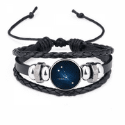 Taurus Constellation Zodiac Sign Bracelet Braided Leather Woven Rope Wristband
