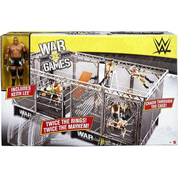 WWE Wrestling NXT TakeOver War Games Playset [2 NXT Rings, 2 Connecting Cages & Keith Lee Figure!]
