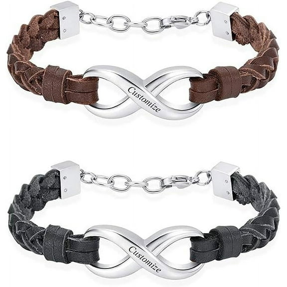 Infinity Cremation Bracelet for Ashes Genuine Leather Memorial Urn Bangle for Ashes Urn Keepsake Bracelet for Women Men