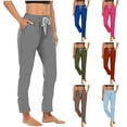 thumbnail image 2 of Fengactive Straight Leg Pants for Women Baggy Loose Fit Sweatpants Casual Joggers Pants Drawstring Ankle Cuffs Pockets, 2 of 8