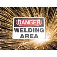 thumbnail image 2 of Accuform PWD112YL Translucent Vinyl Welding Screen, Legends "(WELDING SPARKS)", 6" Length x 6" Width x 0.014" Thickness, Yellow, 2 of 3