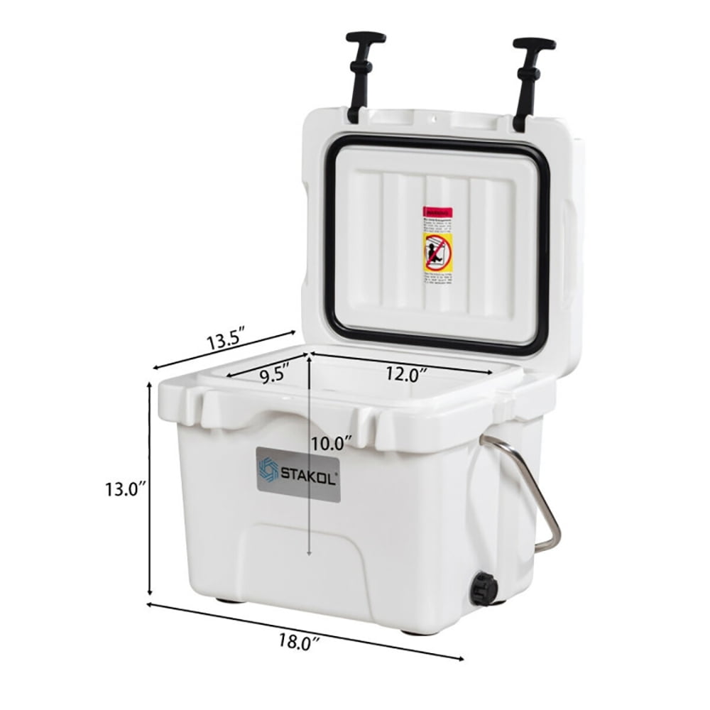GVN 16 Quart Portable Insulated Thermocooler with 2 Cup Holders, White