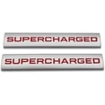 thumbnail image 1 of HUGFEGWE 2X Metal Supercharged Logo Car Emblem Premium Auto Badge Rear Trunk Sticker Side Fender Decal (Silver&Red) AZ824-27446, 1 of 8