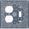 thumbnail image 4 of Metal Light Switch Plate Cover Gray Floral Bandana Paisley Tile Pattern TIL059, 4 of 13