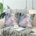 thumbnail image 4 of 1 Pc Anime Girl in Floral Garden Throw Pillow Insert, Throw Pillows for Couch Sofa Bed, Machine Washable Pillows, Decorative Fluffy Throw Pillow Inserts Cotton Fabric (White, 18x18inch), 4 of 8
