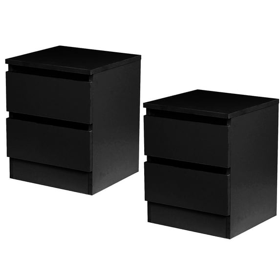 Hommpa Black Nightstand Set of 2 Modern Bedside Table with 2 Drawer Storage Organizer Wood Cabinet with Drawers End Side Table Night Stands for Bedroom Living Room 12.9x12.6x16.2 inch
