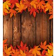 thumbnail image 2 of Ambesonne Fall Duvet Cover Set, Leaves on the Wooden Board, 2-Calking, Brown Orange, 2 of 6