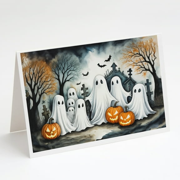 Ghosts Spooky Halloween Greeting Cards and Envelopes Pack of 8 7 in x 5 in