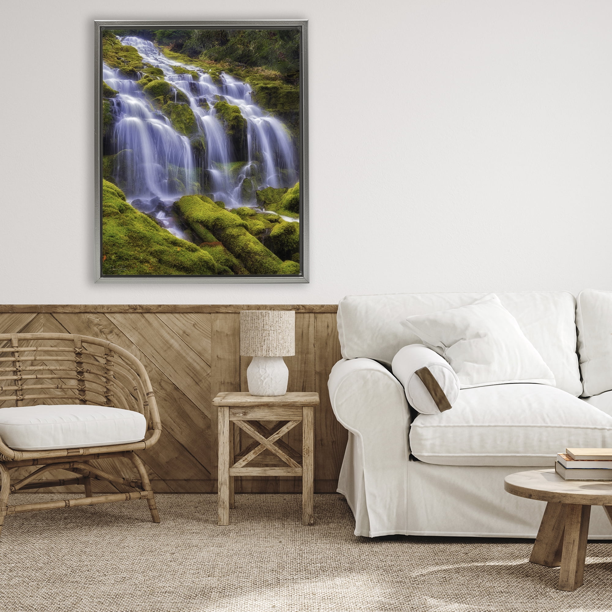 Stupell Industries Upper Proxy Falls Gray Framed Floater Canvas Wall Art, design by Dennis Frates