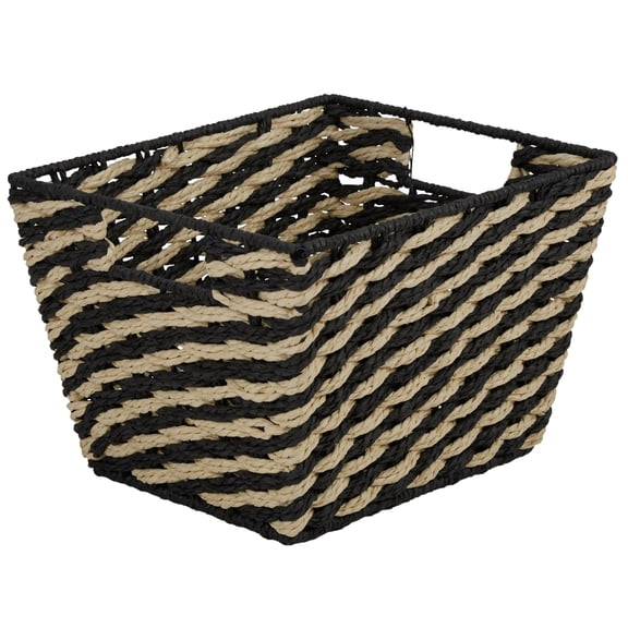 Simplify Large Striped Woven Basket in Black