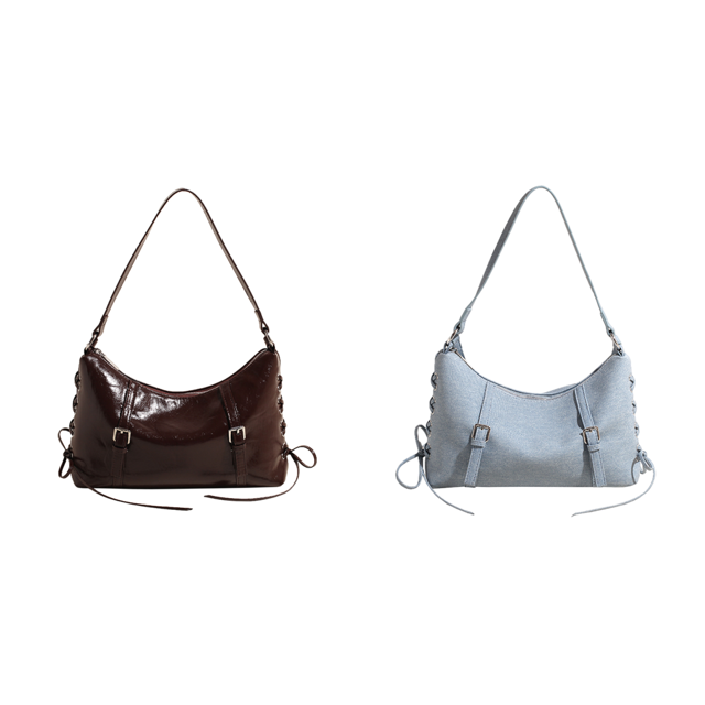 Bolso Hombro para Mujer Bandolera Con Lazo Cuero PU El (café)