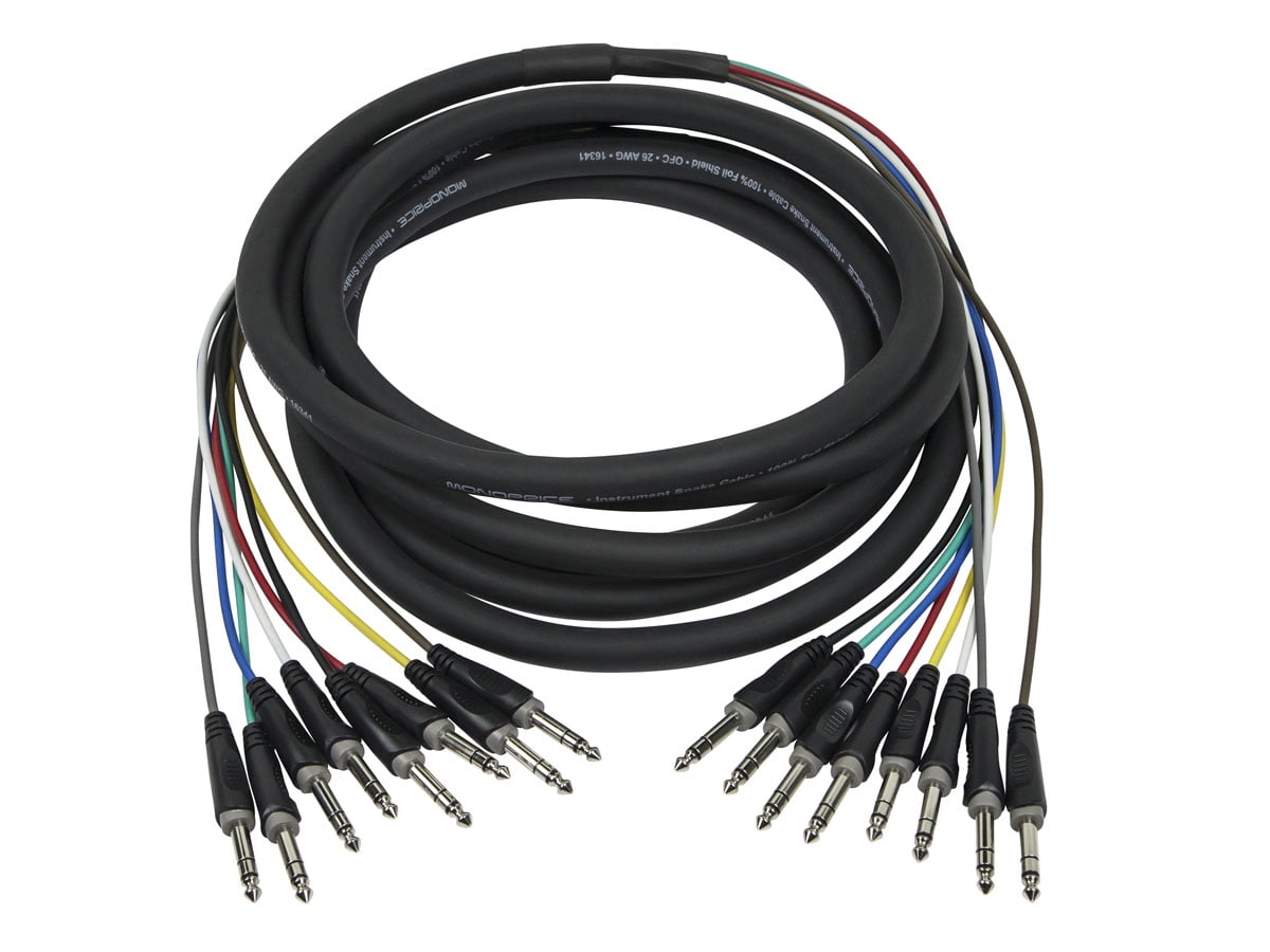 Monoprice 8-Channel 1/4 Inch TRS Male to 1/4 Inch TRS Male Snake 26AWG Cable C/d - 20 Feet With 8 Balanced Mono / Unbalanced Stereo Lines