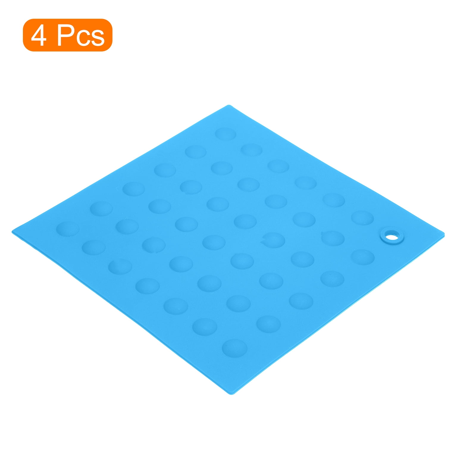 Unique Bargains 4pcs Silicone Trivet Pot Holder for Kitchen Heat Resistance Table Pad Trivet Placemats-Blue