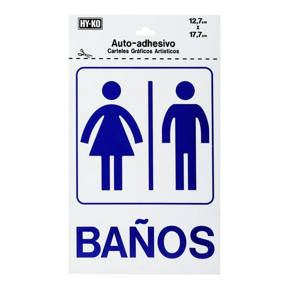 Letrero Baños Hyko Acrílico Azul Y Blanco 17.7X12.7 Cm
