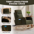 thumbnail image 5 of Modern Accent Rocking Chair Rocking Chair with Solid Wood Legs, Upholstered Nursery Glider Rocker, Comfy Armchair with Side Pocket, Living Room Lounge Arm Chair with High Backrest (Dark green,teddy), 5 of 8