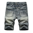 thumbnail image 3 of HOOMEUMY Men's Embroidered Denim Shorts Biker Jeans Stretch Slim Fit Trucker Jean Shorts Stretch Ripped Biker Shorts Jeans for Men Gray 8, 3 of 8