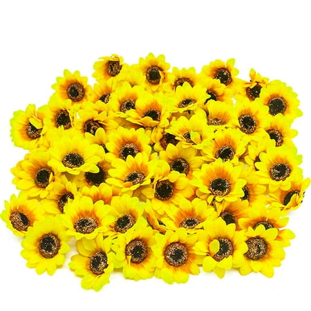 Artificial Silk Sunflower Heads, 50 Pcs Fake Sunflower 2.8