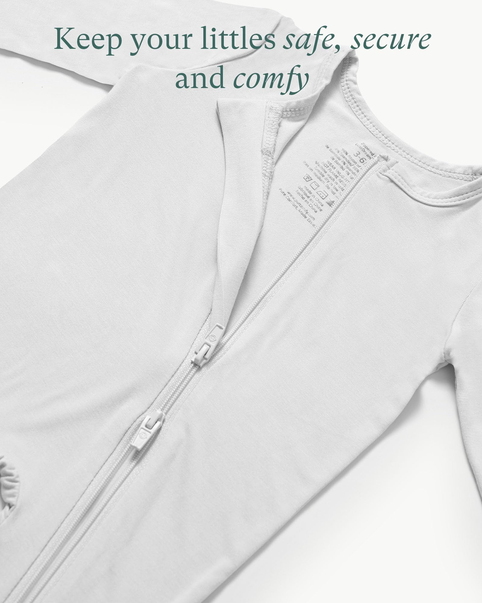 Baby Long Sleeve Romper Jumpsuit, Premium Soft Rayon One Piece Pajamas Boy Girl 2-Way Zipper Coverall Sleeper