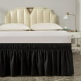 thumbnail image 6 of UniVerse Wrap Around Bed Skirt Three Fabric Sides Elastic Dust Ruffled 14 Inch Tailored Drop,Easy to Install Fade Resistant-Black, Twin/Full, 6 of 12
