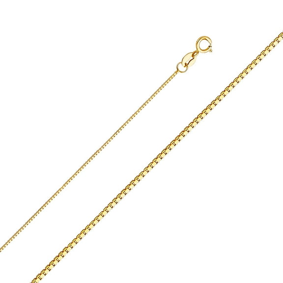 Precious Stars Genuine 14K Yellow Gold 0.6mm Box Pendant Chain Necklace for Men and Women - Perfect for Pendants - Available in 16" 18" 20" 22"