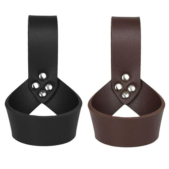 2Pc Black Brown Sword Fixed Leather Case Belt Retro Accessories