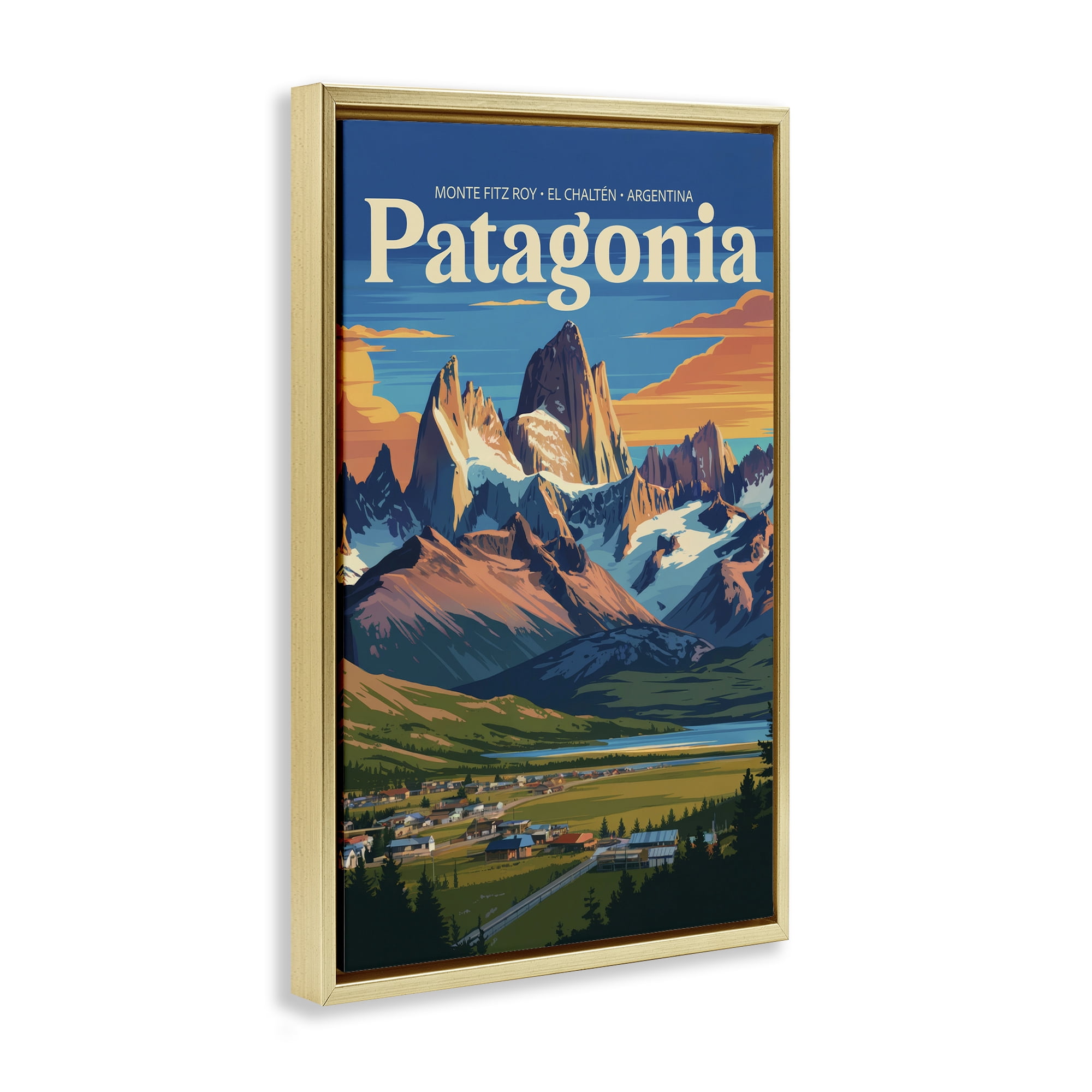 Stupell Industries Patagonia Valley Landscape Gold Framed Floater Canvas Wall Art, design by Andreas Magnusson