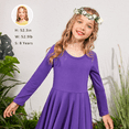 thumbnail image 5 of Oudiya Girls Long Sleeve Dress Kid Casual A-Line Twirly Skater Dress Solid Loose Swing Soft Cotton Purple for 7-8Y, 5 of 10