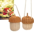 thumbnail image 5 of Kids Rattan Storage Basket, Small Acorn Shape Woven Handbag Handmade Wicker Storage Basket with Lid Decorative Shoulder Bag for Photography Prop[L], 5 of 9